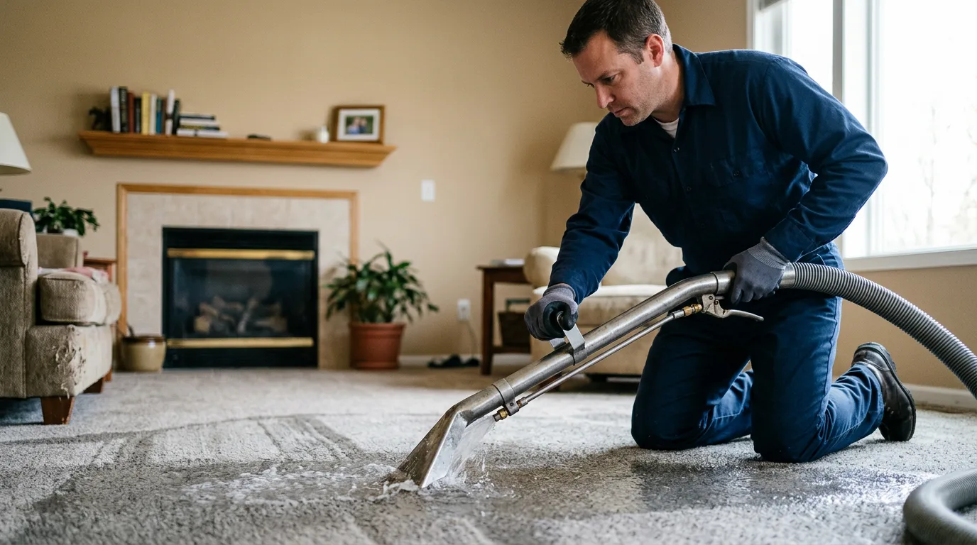 Water damage restoration technician working near Baldwin Place, NY